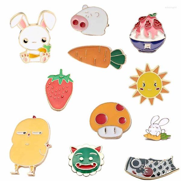 Broches de dibujos animados lindos conejos esmaltados broche de zanahoria alfileres Animal chaqueta Pin insignia divertida joyería de moda regalos para amigos