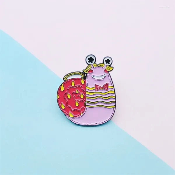 Broches Dessin animé mignon rose escargot émail broche amusant coeur arc Animal alliage broches Badge doux vêtements accessoires femmes bijoux cadeaux