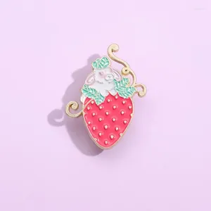 Broches de dibujos animados, alfileres esmaltados, insignias de solapa de fresa, bonito regalo de joyería de frutas dulces para mujeres y amigos, venta al por mayor