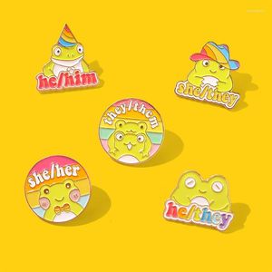 Broches de rana de dibujos animados para niños, alfileres esmaltados, educación, sombrero de Color, insignia personalizada, accesorios, mochila, regalo, joyería