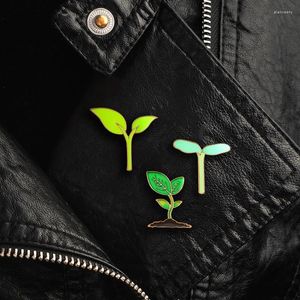 Broches Cartoon Groene Boompje Bladeren Metalen Broche Kleine Boom Ontkiemen Plant Emaille Pin Draag Sieraden In Uw Mouw Hoed Tas