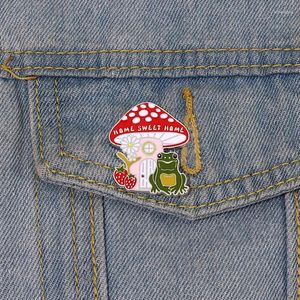Broches dessin animé champignons house grenouille émail épingles robes écharpe vêtements sac à dos badges accessoires de bijoux pour cadeau unisexe