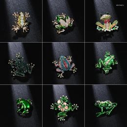 Broches dessin animé strass Animal broche émail goutte d'huile grenouille Corsage broche accessoires exquis à la mode décontracté Badges