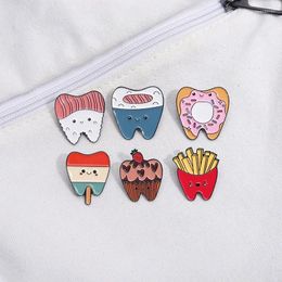 Broches Dientes de dibujos animados Presert Brooch Pins de esmalte Custom Creative Funny Food Mochila Insignia de joyas de regalo de joyería