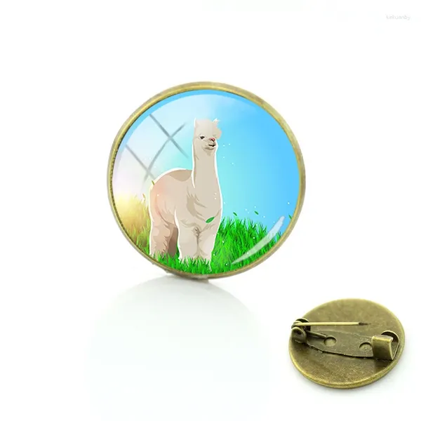 Broches caxybb blanc alpaca lama badge animal verre po cabochon hommes femmes vêtements sac bijoux épingles accessoires