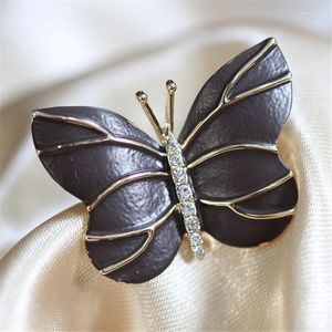 Broches Bedel Legering Zwart Emaille Vlinder Mannen En Vrouwen Metaal Strass Kristal Insecten Banket Bruiloft Broche Pins