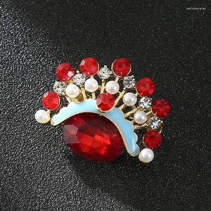 Broches Style chinois Pékin Opera Head Crown Couple Broche Émail Emais Crystal épingles pour hommes et accessoires pour hommes et femmes