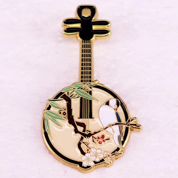 Broches estilo chino Ruan esmalte Pin instrumentos musicales tradicionales insignia broche joyería