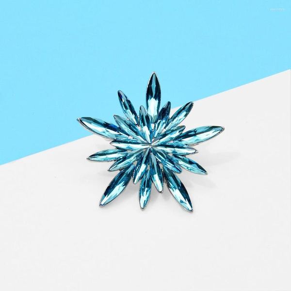 Broches Noël Bleu Flocon De Neige Broche Année Corsage Alliage Bijoux De Luxe Femme