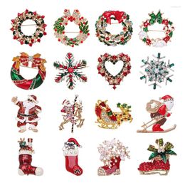 Broches Broche de noël broches pour femmes hommes strass cristal bijoux cadeaux arbre de noël père noël Jingle cloches renne broches