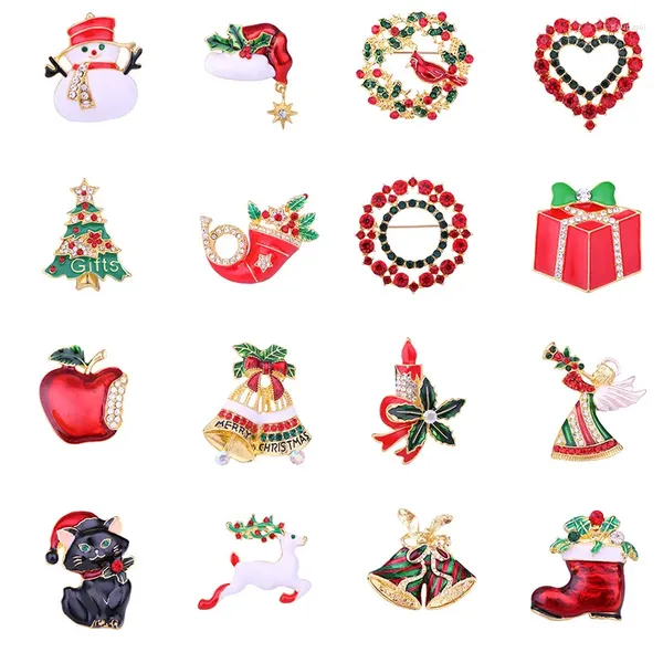 Brooches Christmas Brooch Tree Santa Claus Boots chaussettes Snowman Sleigh Bell Corsage Accessoires en gros