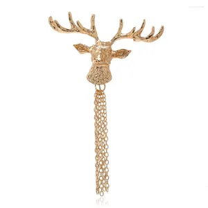 Brooches Bijoux de Noël ornement de cerfs Elk Chaîne métallique Tassel Corsage Gift Day Pin Pin Coll Collar pour les sacs à dos