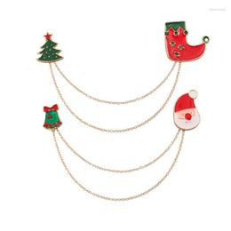 Broches de noël pour femmes, bijoux à la mode, père noël et cloche, botte d'arbre, vêtements, broche suspendue, accessoires, cadeau