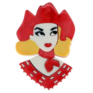 Broches CINDY XIANG acrylique porter chapeau rouge pour les femmes mode Figure broche acétate fibre accessoires