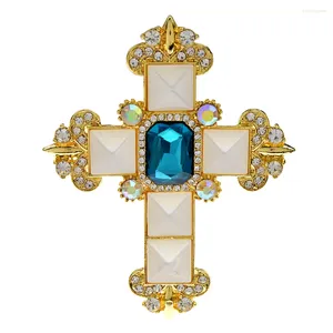 Broches Cindy Xiang Arrivée Crystal Cross for Women 4 Couleurs Disponible Baroque Fashion Pin Spring Coat Accessoires