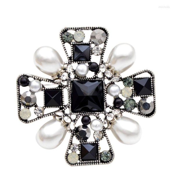 Broches CINDY XIANG arrivée perle croix baroque pour femmes accessoires de mode manteau bijoux couleur noire cadeau de mariage