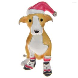 Broches CINDY XIANG émail mignon chien de noël pour femmes et hommes chiot broches conception animale avec chapeau bijoux 2 couleurs disponibles