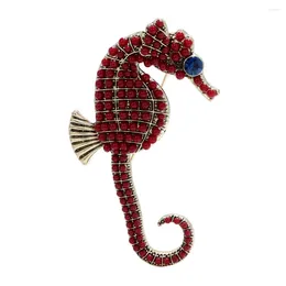 Broches CINDY XIANG perle rouge une broche hippocampe broche Animal de mer oeil bleu Vintage Style rétro accessoires de haute qualité