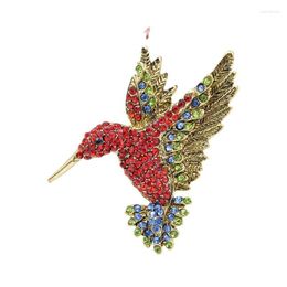 Broches Cindy Xiang Red Color Rhinestone Hummingbird For Women Cute Bird Style Sieraden Animal Pin Hoge kwaliteit Good Gift