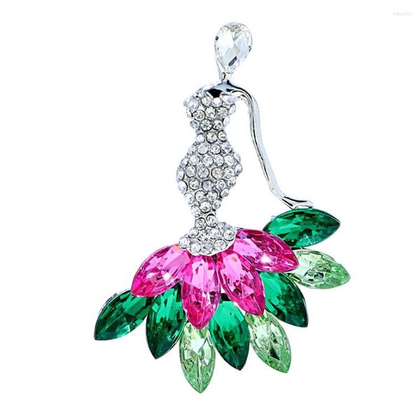 Broches CINDY XIANG Rhinestone Hermosa Chica Para Wome Moda Invierno Elegante Pin Lady Party Jewelry Color Llegada