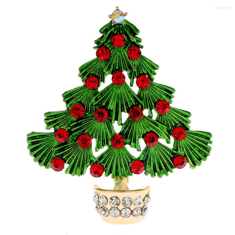 Brooches CINDY XIANG Rhinestone Christmas Tree Brooch Unisex Fashion Accessories 2 Colors Available Festivel Winter Jewelry