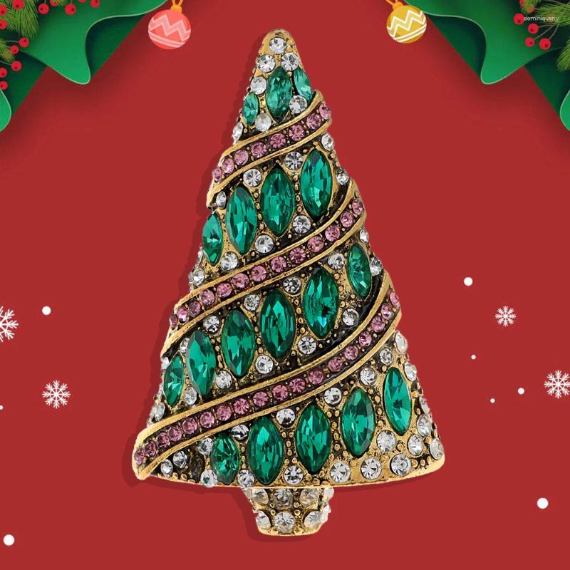 Brooches CINDY XIANG Rhinestone Large Christmas Tree Brooch Festivel Jewelry 3 Colors Available Winter Accessories High Quality