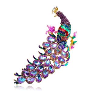 Broches Cindy Xiang Rhinestone Peacock Chest Women's Long Tailed Bird Pins kleurrijke modeset bruiloft sieraden nieuw 2023 cadeau G220523