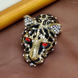 Broches CINDY XIANG Broche con cabeza de leopardo y tigre muy grande, Pin de animal hermoso, joyería de moda unisex para hombres y mujeres