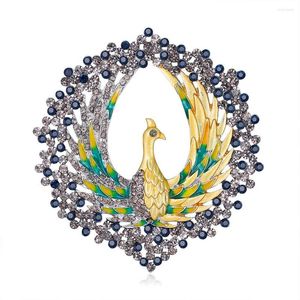 Broches CINDY XIANG Vintage esmalte grande Pavo Real broche alfileres para mujeres diamantes de imitación creativos lindo Animal pájaro accesorios joyería