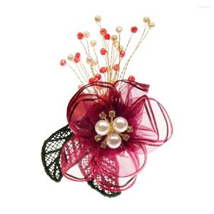 Broches cindy xiang bruiloft gaas stof rozenbloem voor vrouwen en mannen passen pin handgemaakte corsage accessoires 6 kleuren beschikbaar