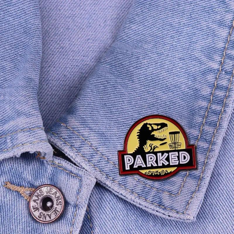 Brosches Classic Dinosaur Paradise Parked Pin Badge Cartoon Animal Park Brooch smycken Tillbehör gåva för barn grossist