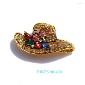 Broches bijoux classiques broche de poitrine broche de chapeau formel pour les femmes Anti couleur or Multi strass vêtements Vintage dame cadeaux