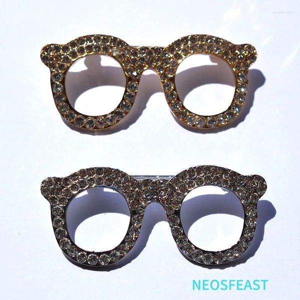 Broches bijoux classiques strass lunettes pour femmes couleur or Vintage Corsage broche dames cadeaux de fête manteaux ornements