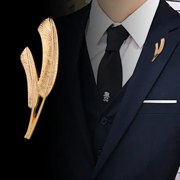 Brooches Classic Retro Man's Metal's Feather Suit Brooch Shirt Tip Pin Corsage Robe Badge For Women Fashion Accessoires Cadeaux