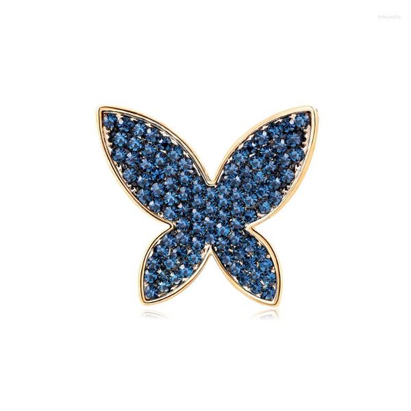 Broches de circón clásico para mujer, broche de mariposa azul, taladro fino, joyería de moda, ropa, bufanda, accesorios de ropa