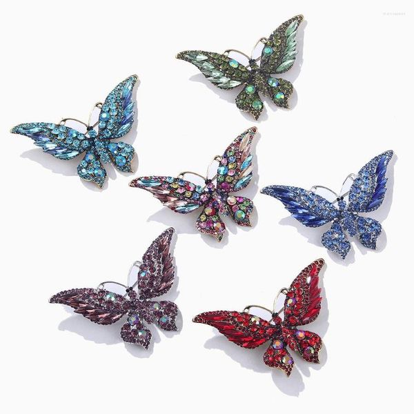 Broches Coloré Papillon Broche De Noce Cristal Strass Insecte Broche Mujer Bouquet Hijab Écharpe Broche Bijoux Accessoires