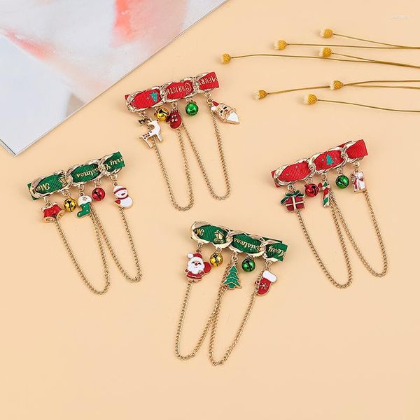 Broches Broche de noël colorée pour femmes, exquise, cloche de père noël, arbre, élan, pendentif, accessoires bijoux, cadeaux de l'année