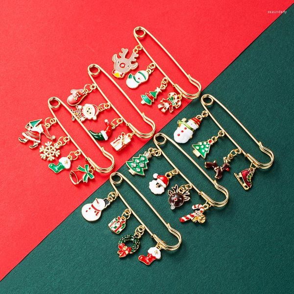 Broches Colorido Árbol De Navidad Colgante Broche Copo De Nieve Alce Muñeco De Nieve Pin Accesorios De Moda Para Mujer