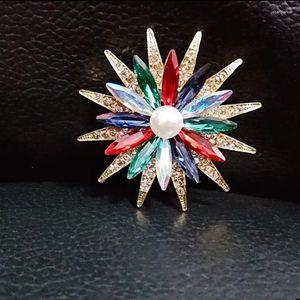 Broches tournesol en cristal coloré pour femmes, costume foulards boucle strass perle bijoux plante épingles en métal accessoires pour vêtements