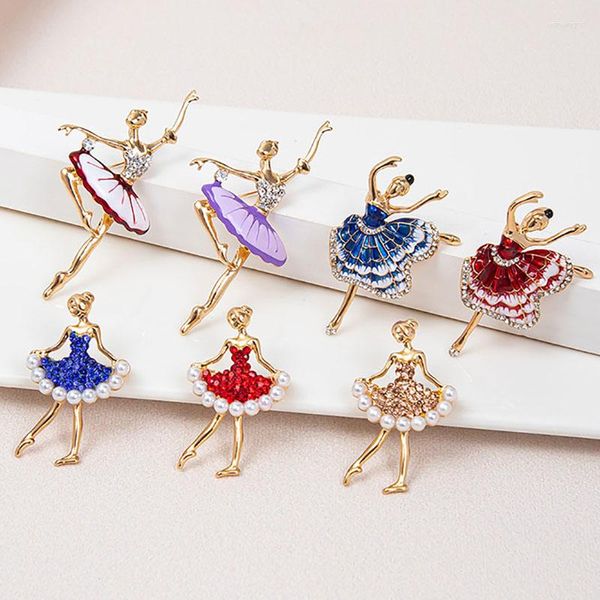 Broches colorées exquises en strass pour danse de Ballet, broche en émail pour fille, bijoux, accessoires de manteau pour femmes