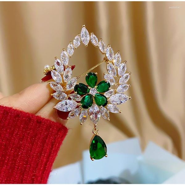 Broches Coloré Zircon Femmes Broche Broche Élégant Goutte D'eau Couronne Corsage Costume Broches Accessoires Femme Bijoux Luxe Broche Cadeaux