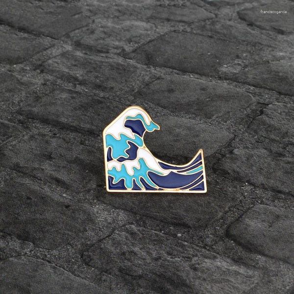 Broches Cool Summer Holiday Ocean Jewelry Blue Sea Wave Broche Men Mujer Mochila Accesorios de bolsas de bolsas para regalo