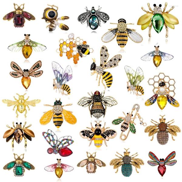 Broches Creative Animal Insect Broche Broche de décoration cristal brillante Pin de conception d'abeille pour hommes et femmes vêtements