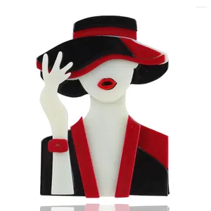 Broches créatives pour femmes, costume noir et rouge, broche de chapeau pour femmes, Badges de personnalité en résine acrylique, épingles à revers, bijoux à la mode