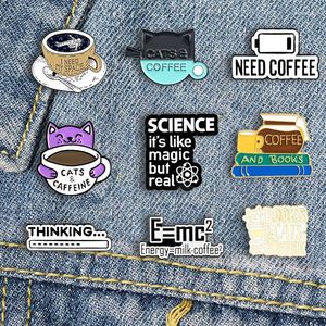 Broches combinaison de dessin animé créatif j'aime le café Badge chat mignon livre astronaute émail broche personnalité mode bijoux cadeau