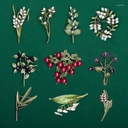 Broches creatief plantenblad voor vrouwen prachtige retro parelbladeren broche pin corsage klassieke kleding sieraden accessoires