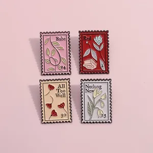 Broches Creative Rose Stamps Enamel Brooch Cartoon Feuilles Badges métalliques Punk Ping Pins Accessoires Bijoux Cadeaux pour amis