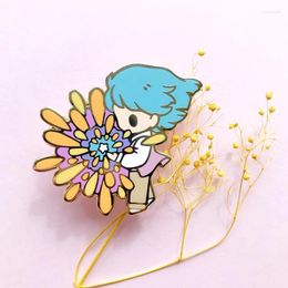 Broches creativiteit anime cartoon schattige jongen vuurwerk kleur harde email pins hu tao klee zhong li badge backpack revers pin fan cadeau