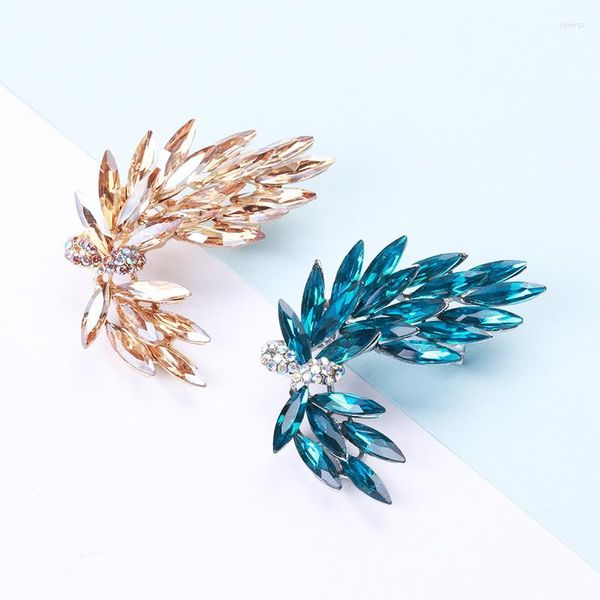 Broches Cristal AB Strass Décoration Métal Doré Bleu Bowknot Broche Pin Femmes Fête Bijoux De Mode Costume Accessoires