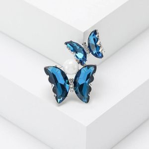 Broches cristal papillon pour femmes unisexe mode brillant romantique perle insecte broche 2 couleurs disponibles cadeaux de fête de mariage